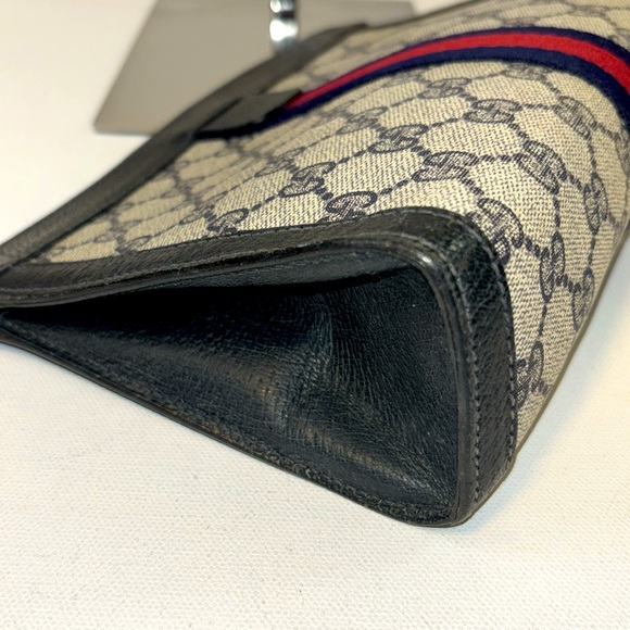 GUC Vintage Blue Gucci Sherry Line Clutch - Picture 2 of 11